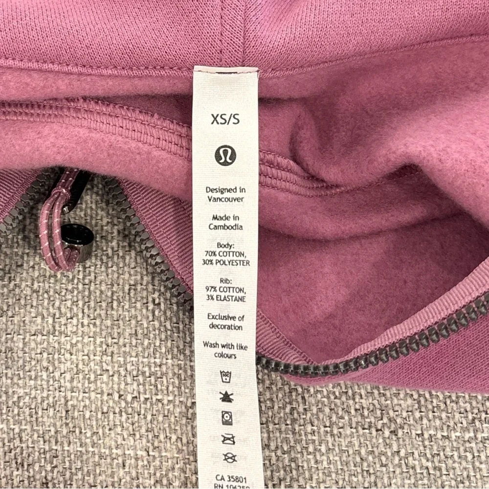NWT Lululemon Scuba Oversized Full Zip Hoodie In Velvet Dust Size XS/S